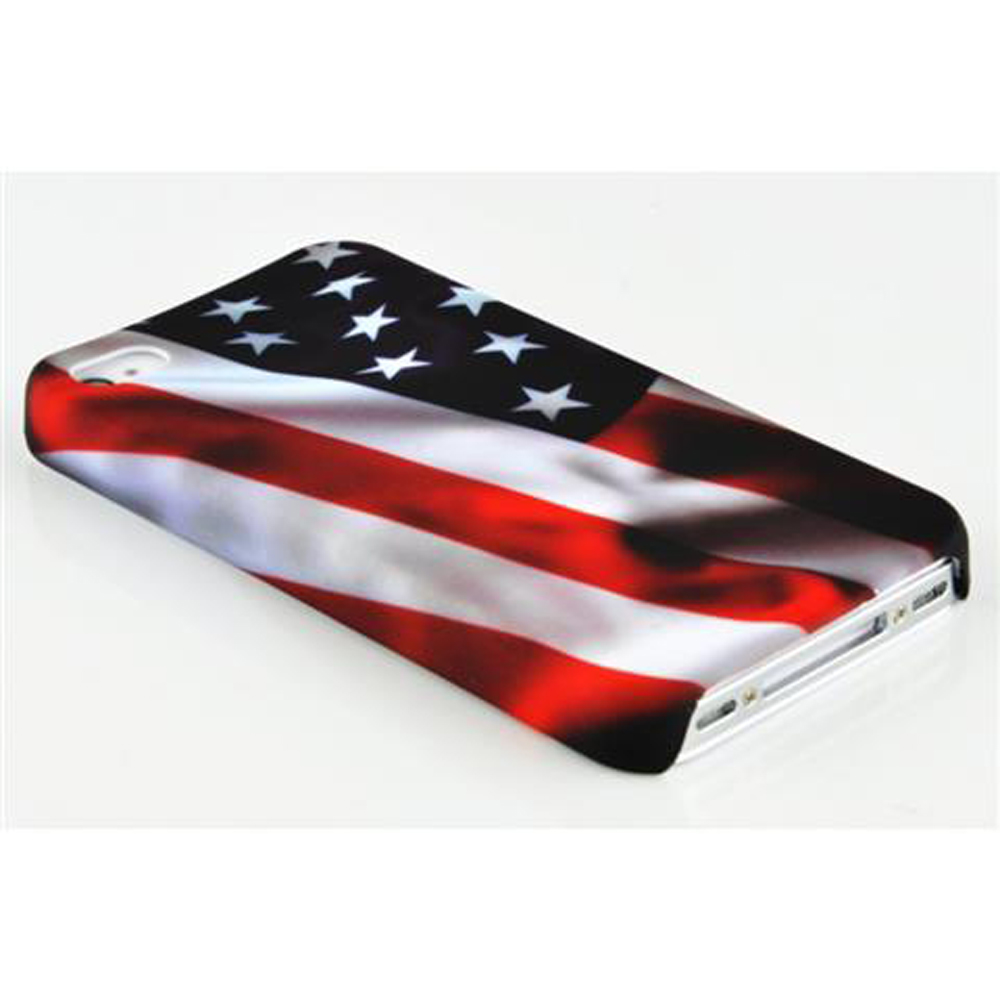Una custodia per telefono con design a bandiera USA su sfondo bianco.