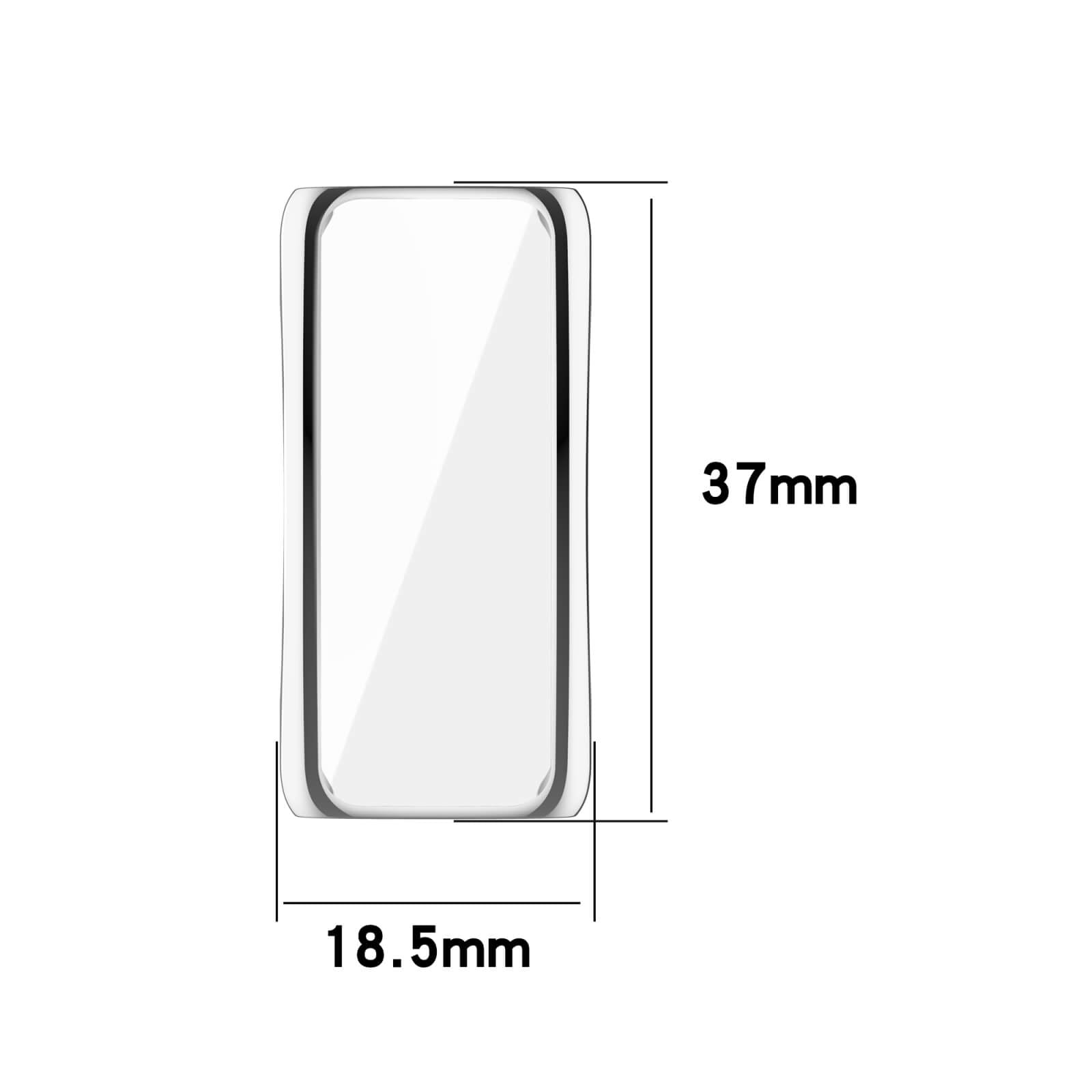 Protection d'écran mesurant 37mm x 18.5mm.