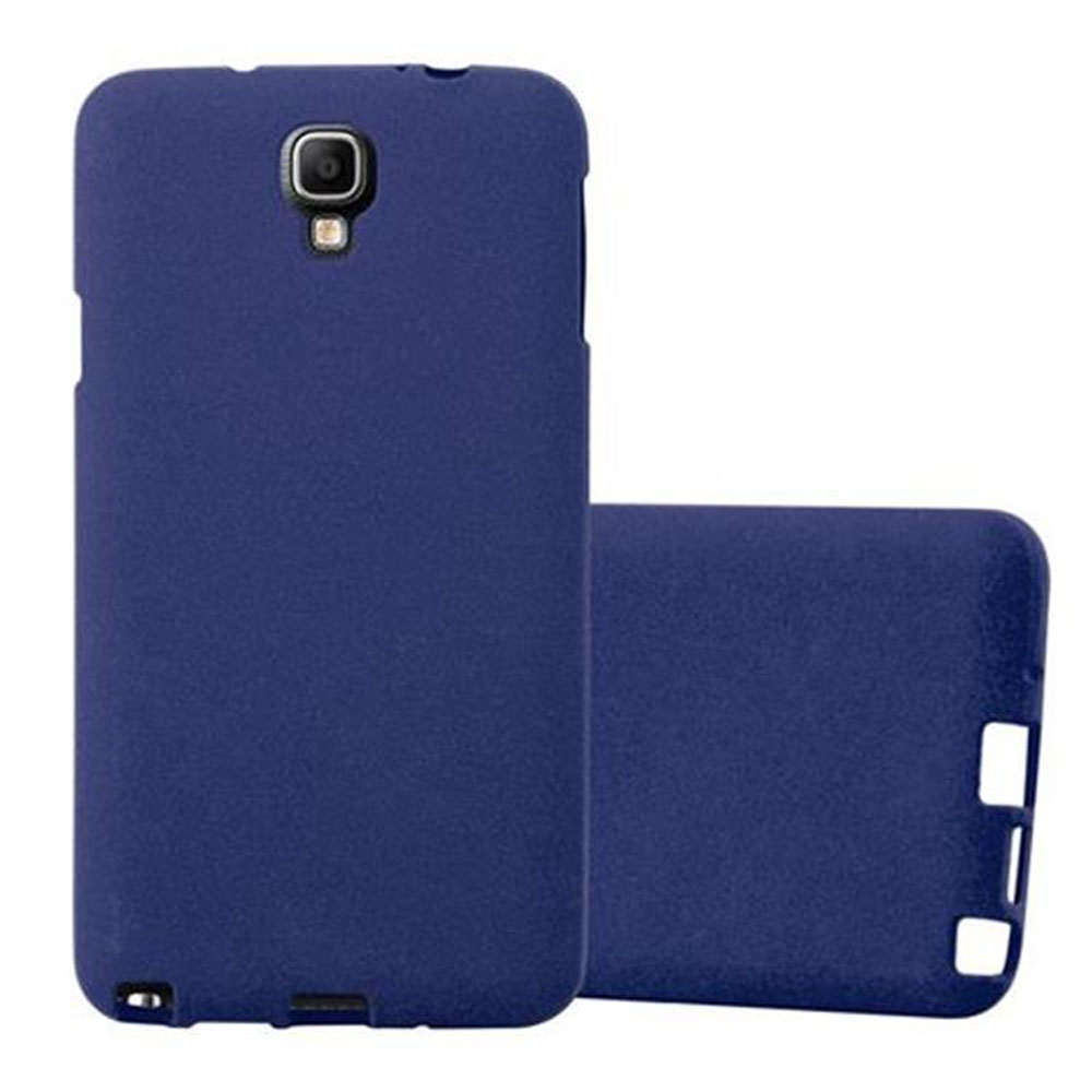 Due custodie blu scuro per telefono, una in piedi, una sdraiata.