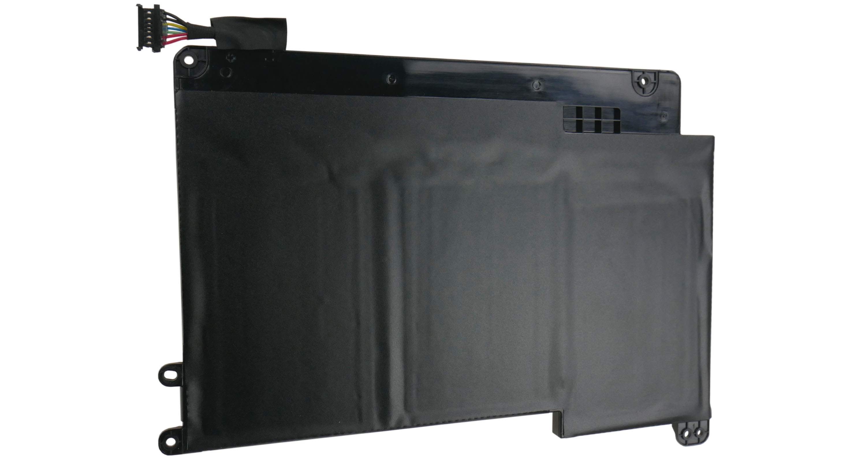 Czarna bateria do laptopa z kablem i złączem.