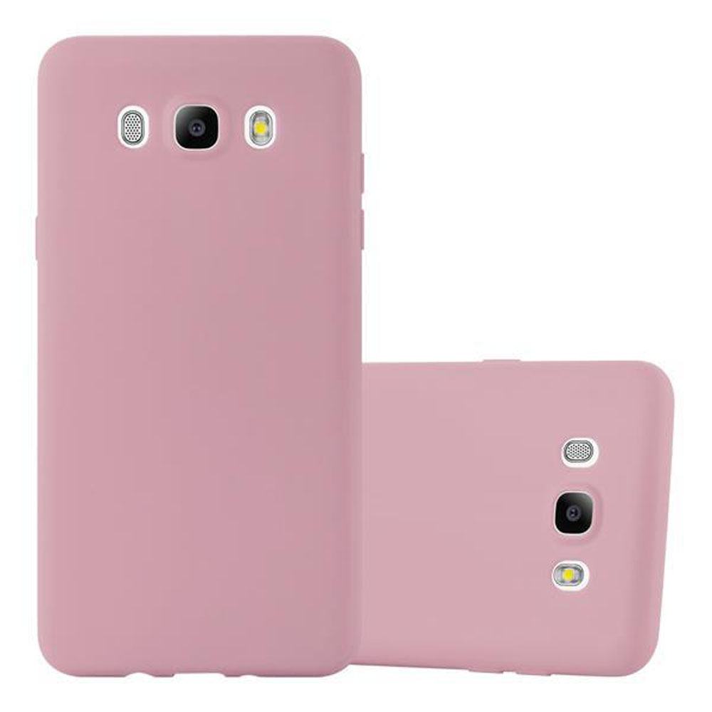 Dos fundas de teléfono rosa empolvado con cámaras y luces.