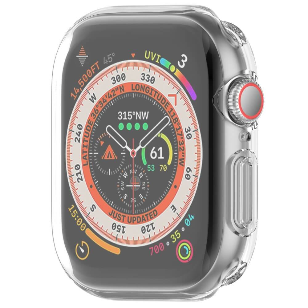 Une montre connectée avec un écran numérique affichant des données météo, de localisation et l'heure.
