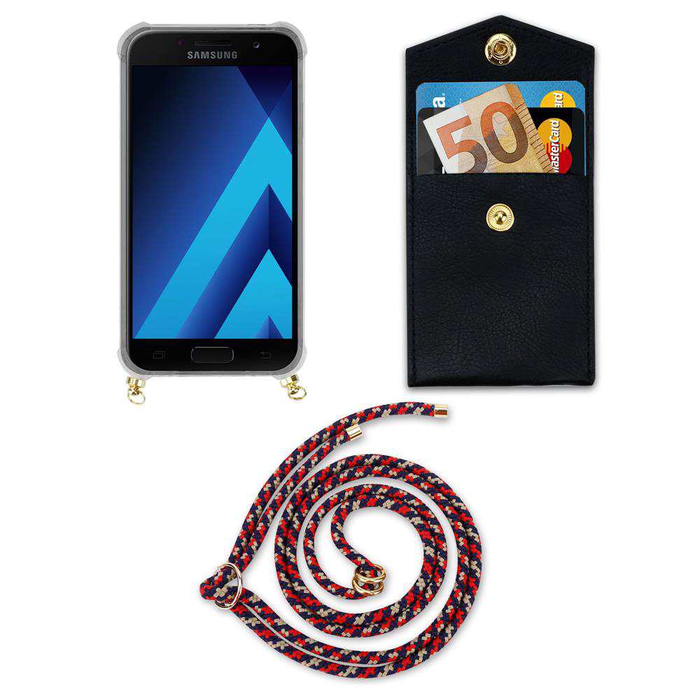 Smartphone Samsung con porta carte nero e cordino