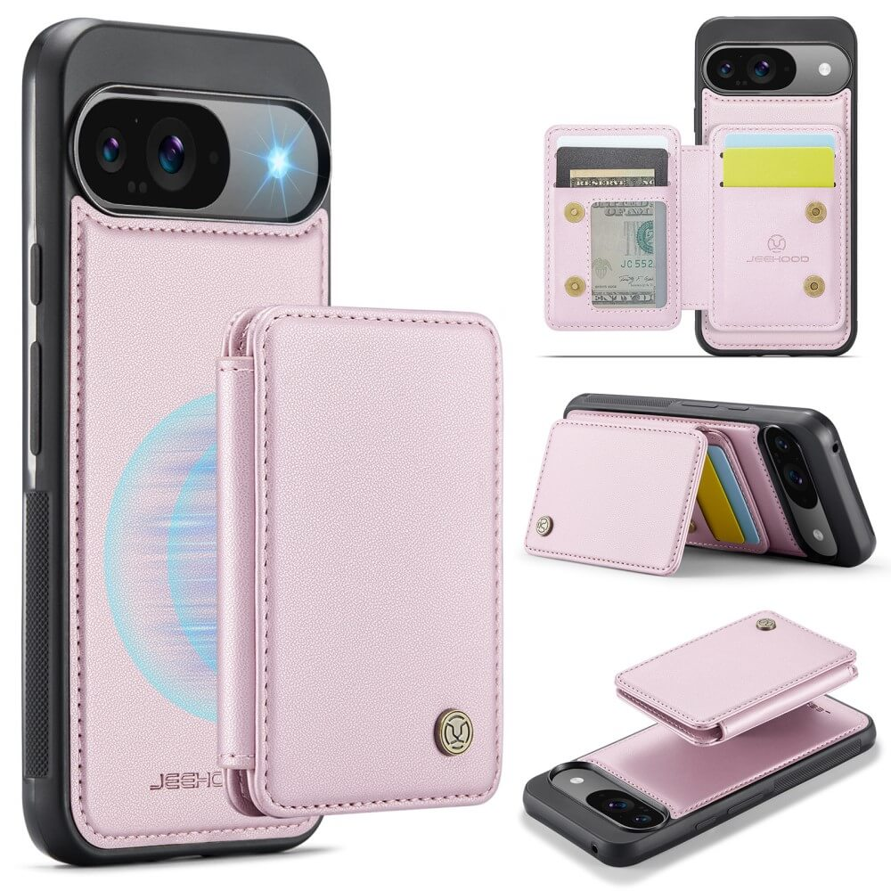 Custodia Porta Carte Per Google Pixel 8 – 2 Slot Per Carte, Cover Rigida Antigraffio, Grigio Scuro, Con Tessuto Morbido Al Tatto, Antiurto
