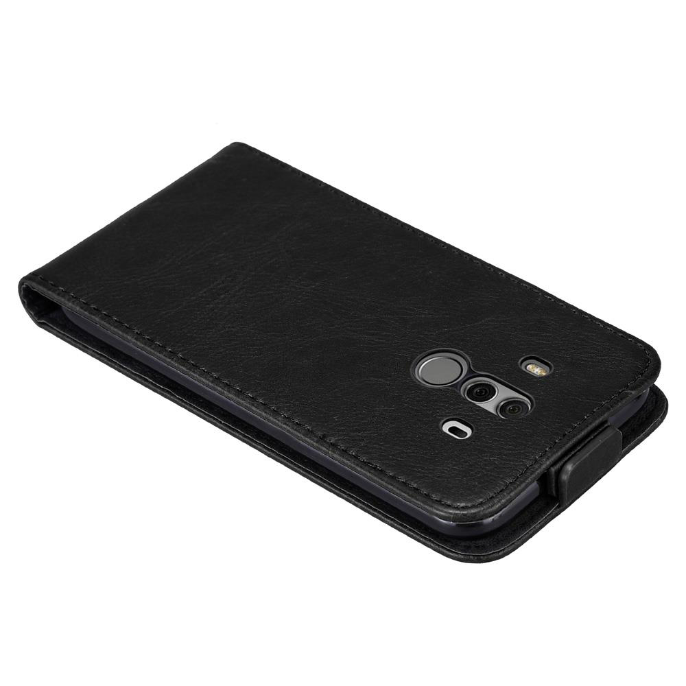 Schwarzes Lederetui für ein Smartphone mit sichtbarer Kamera und Blitz.
