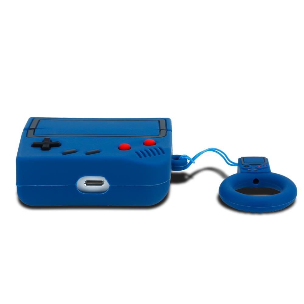 Blauer Game-Controller-Schlüsselanhänger mit Ring und Schnur.