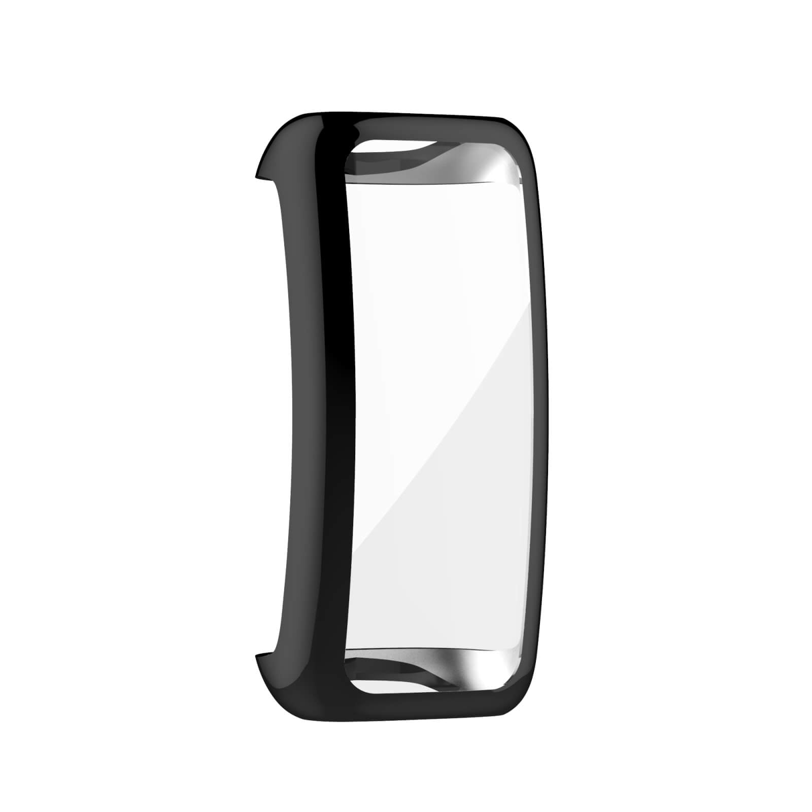 Un cadre de protection noir pour un appareil rectangulaire à écran clair.