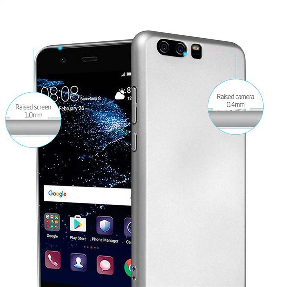 Silbernes Smartphone mit zwei Kameras und einem angezeigten Startbildschirm.