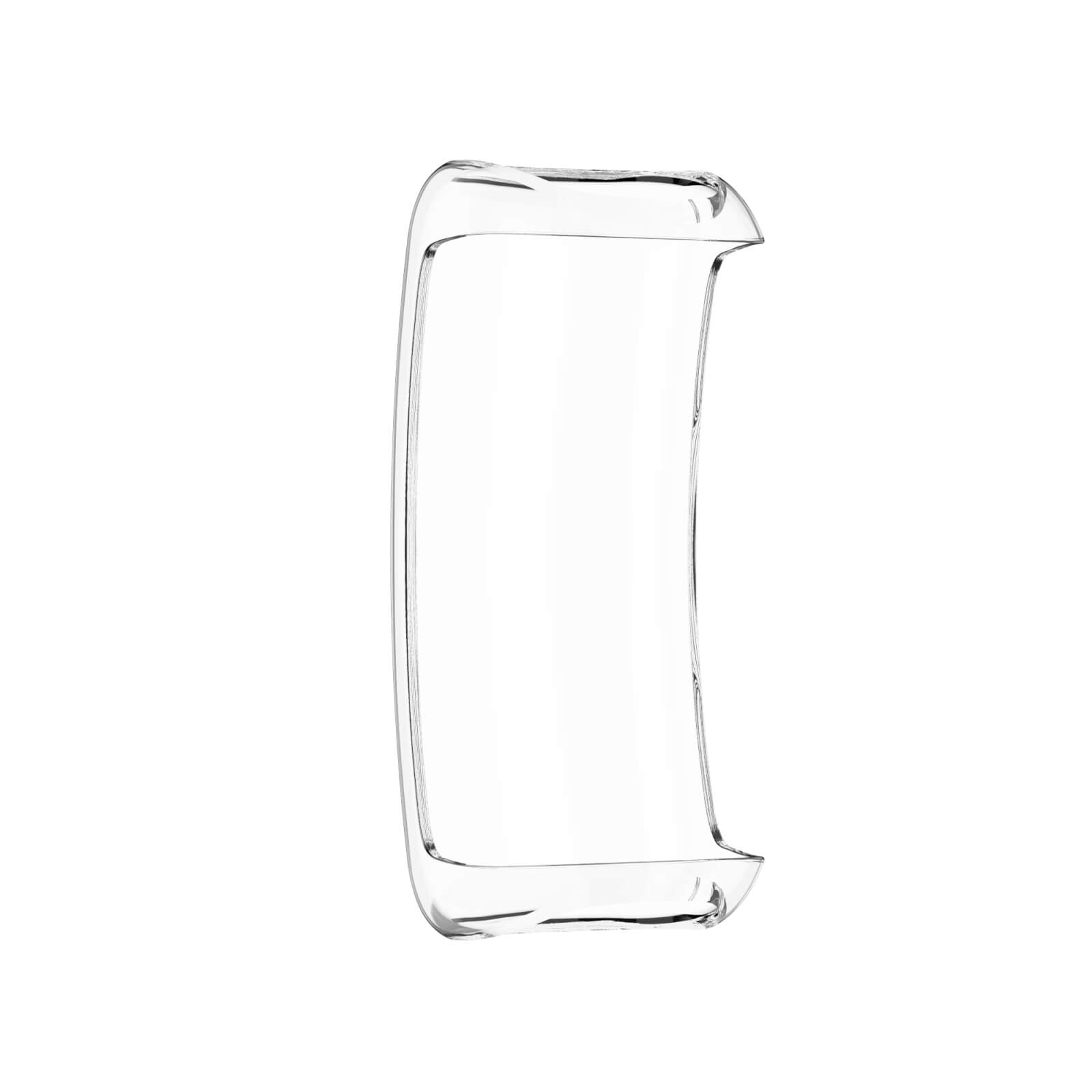 Transparenter Schutz für ein Armband, auf weißem Hintergrund.