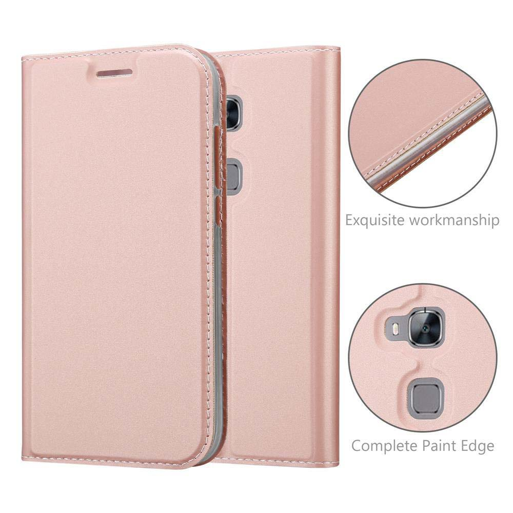 Una funda de teléfono rosa dorado con costuras detalladas y recorte de cámara.