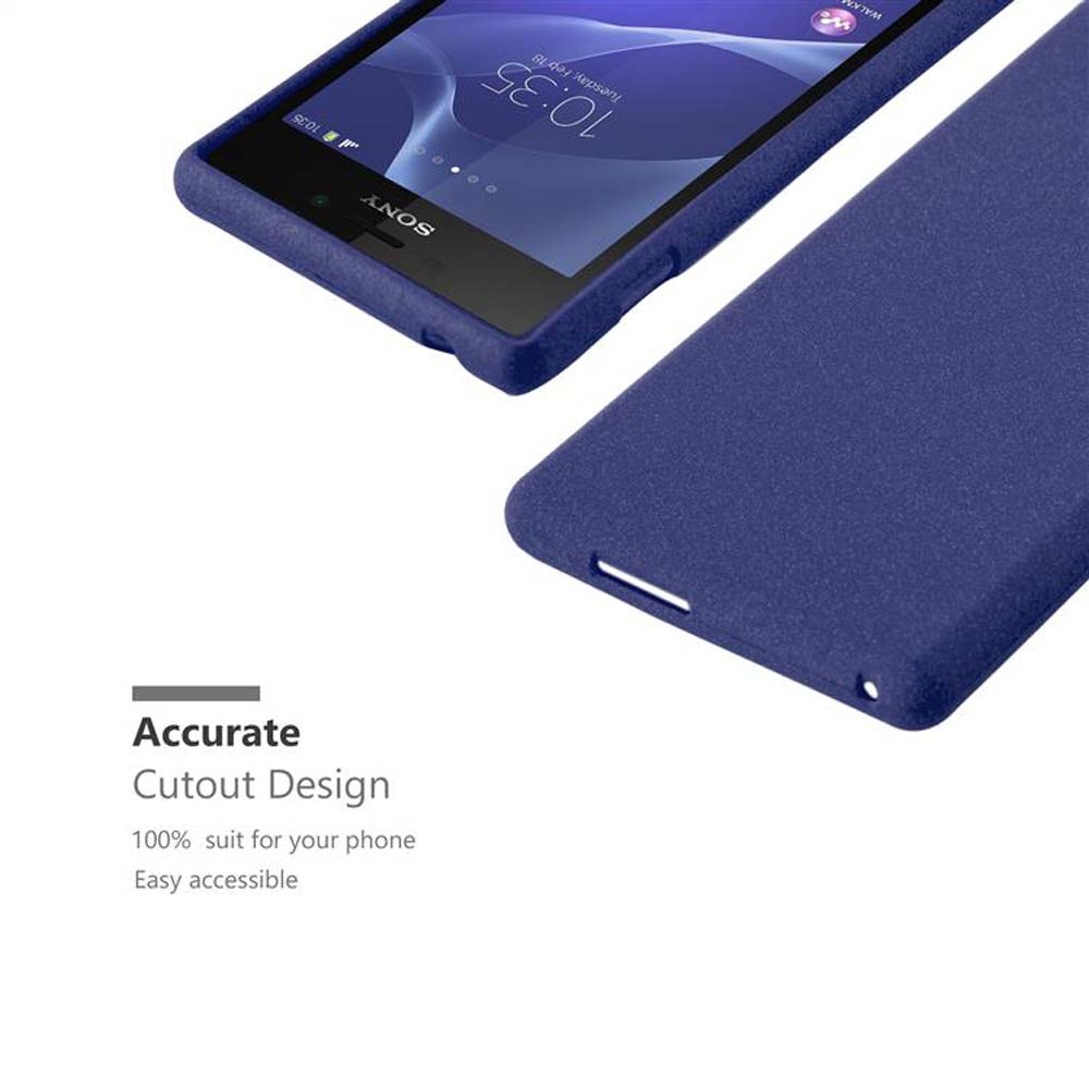 Custodia blu scuro con smartphone Sony abbinato che mostra le 10:35.
