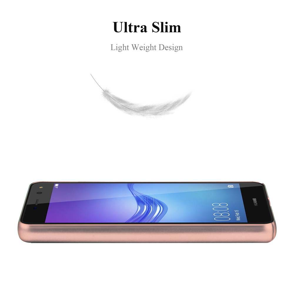 Uno smartphone color oro rosa giace su una superficie bianca. L'ora è 08:08.