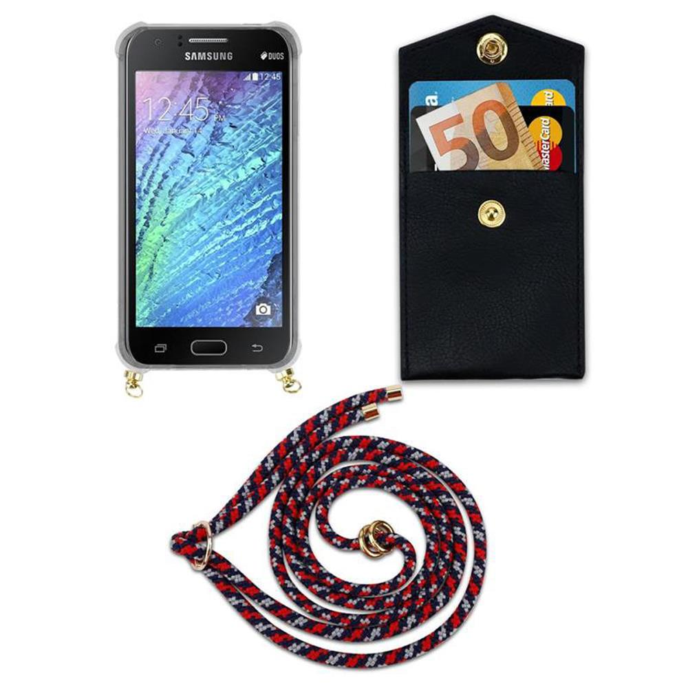 Uno smartphone con custodia nera, contenente una banconota da 50 euro e carte.