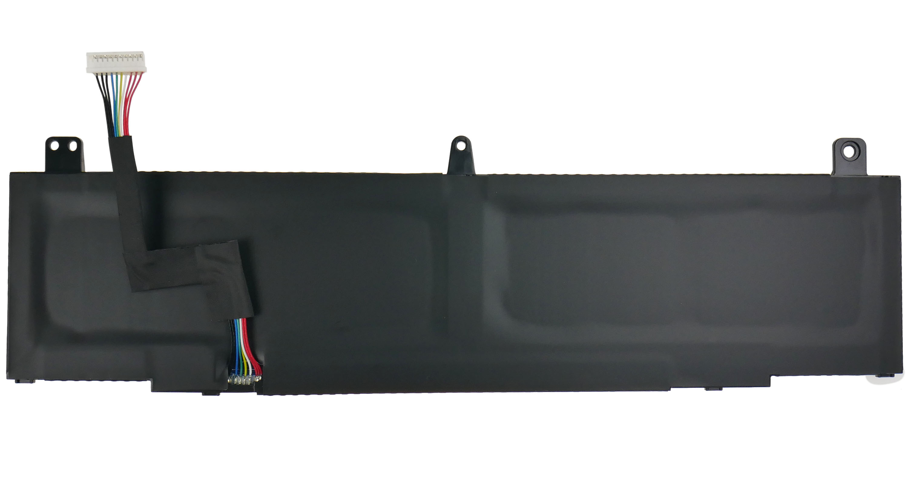 Czarna bateria laptopa z kablami i złączem.