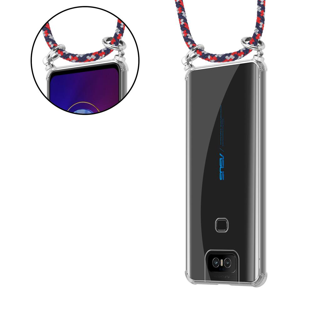 Ein transparenter Handyhülle mit Lanyard, zeigt Asus Flip Kamera.