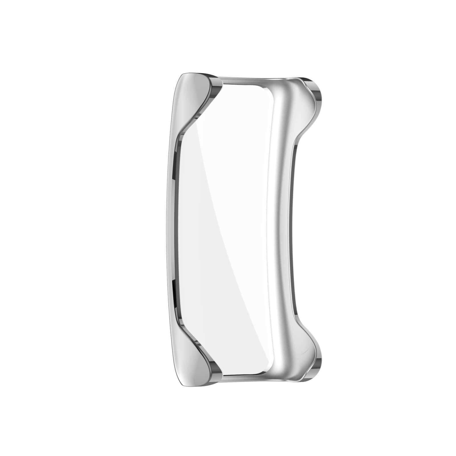 Un cadre de protection transparent pour un appareil rectangulaire aux coins arrondis.