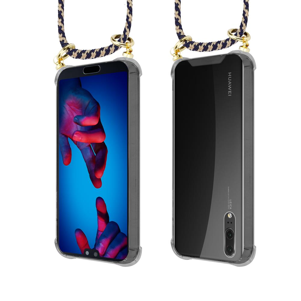 Due smartphone in custodie trasparenti con cinturino. Uno mostra mani, l'altro è nero.