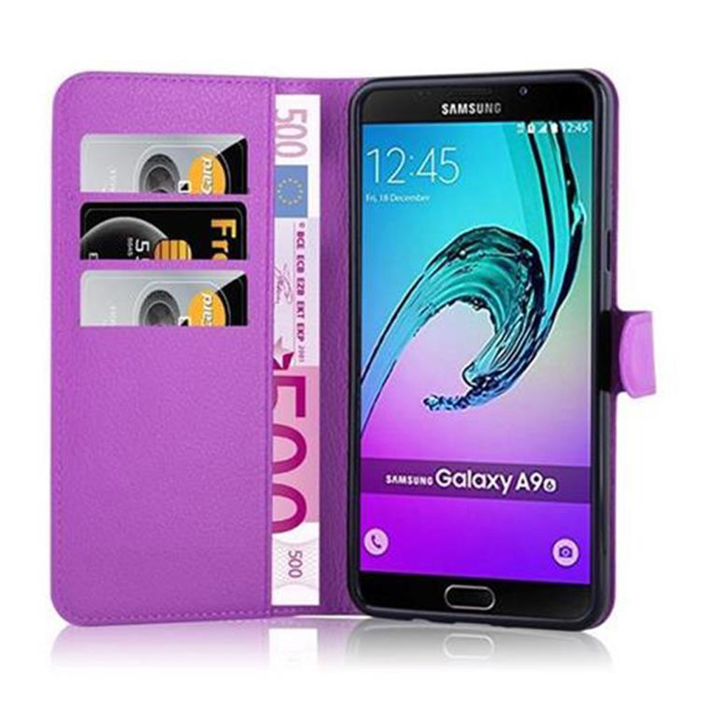 Custodia a portafoglio viola con slot per carte e banconote, Samsung Galaxy A90.