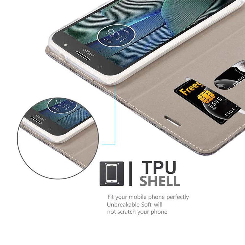 Ein Handy mit Brieftaschenhülle, Kreditkarte und "TPU SHELL"-Logo.