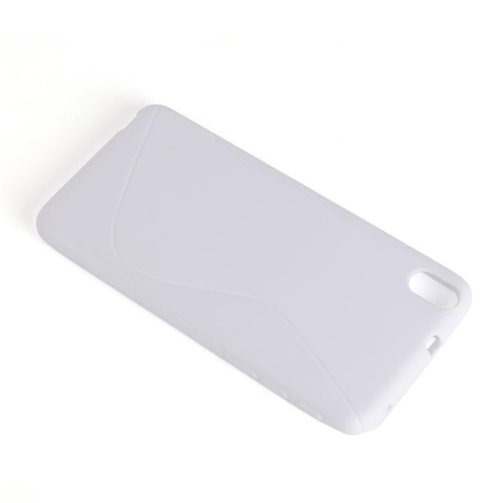 Una cover bianca per telefono con un'indentazione ondulata sul retro.