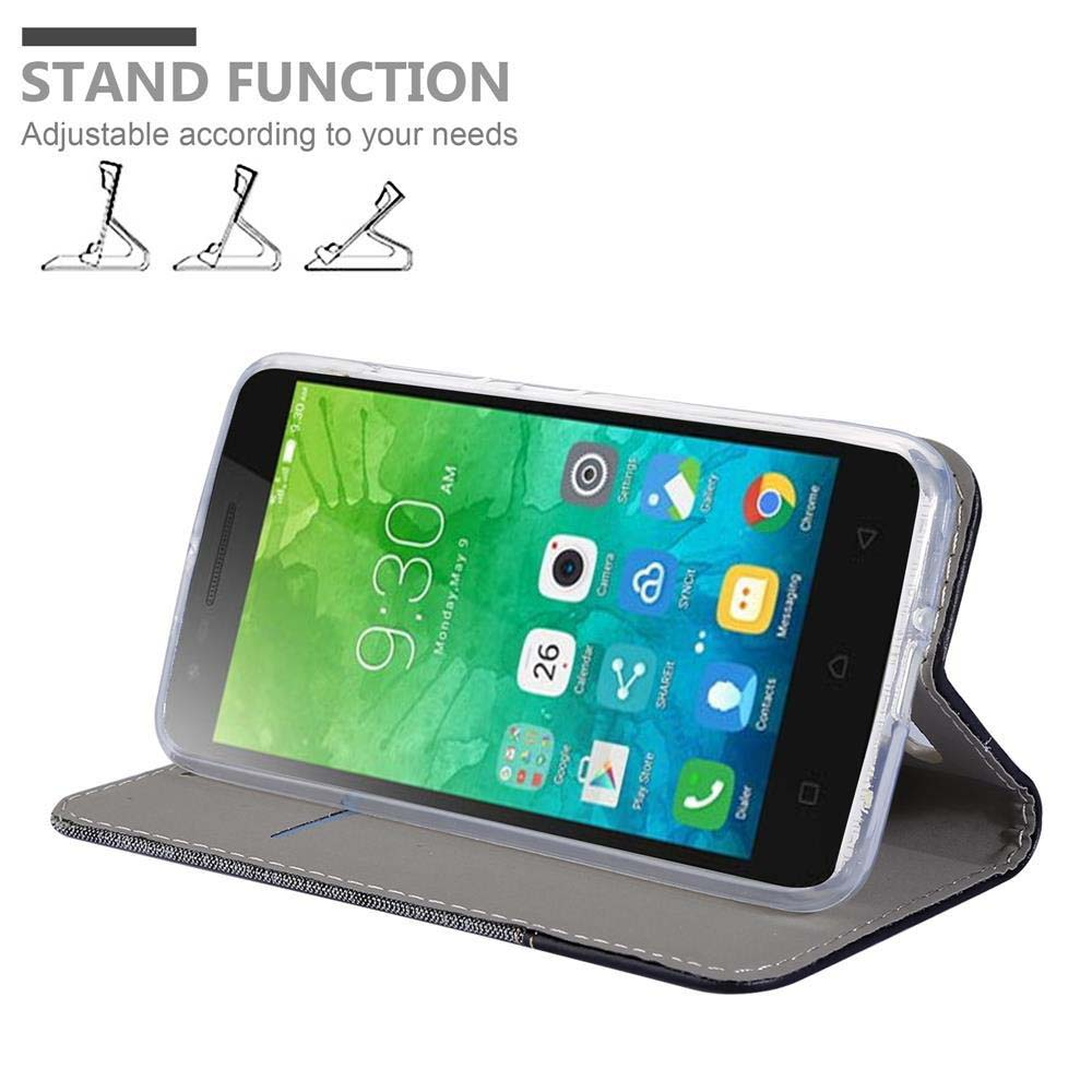 Smartphone in grauer Hülle mit Apps und Uhrzeit 9:30. Standfunktion.