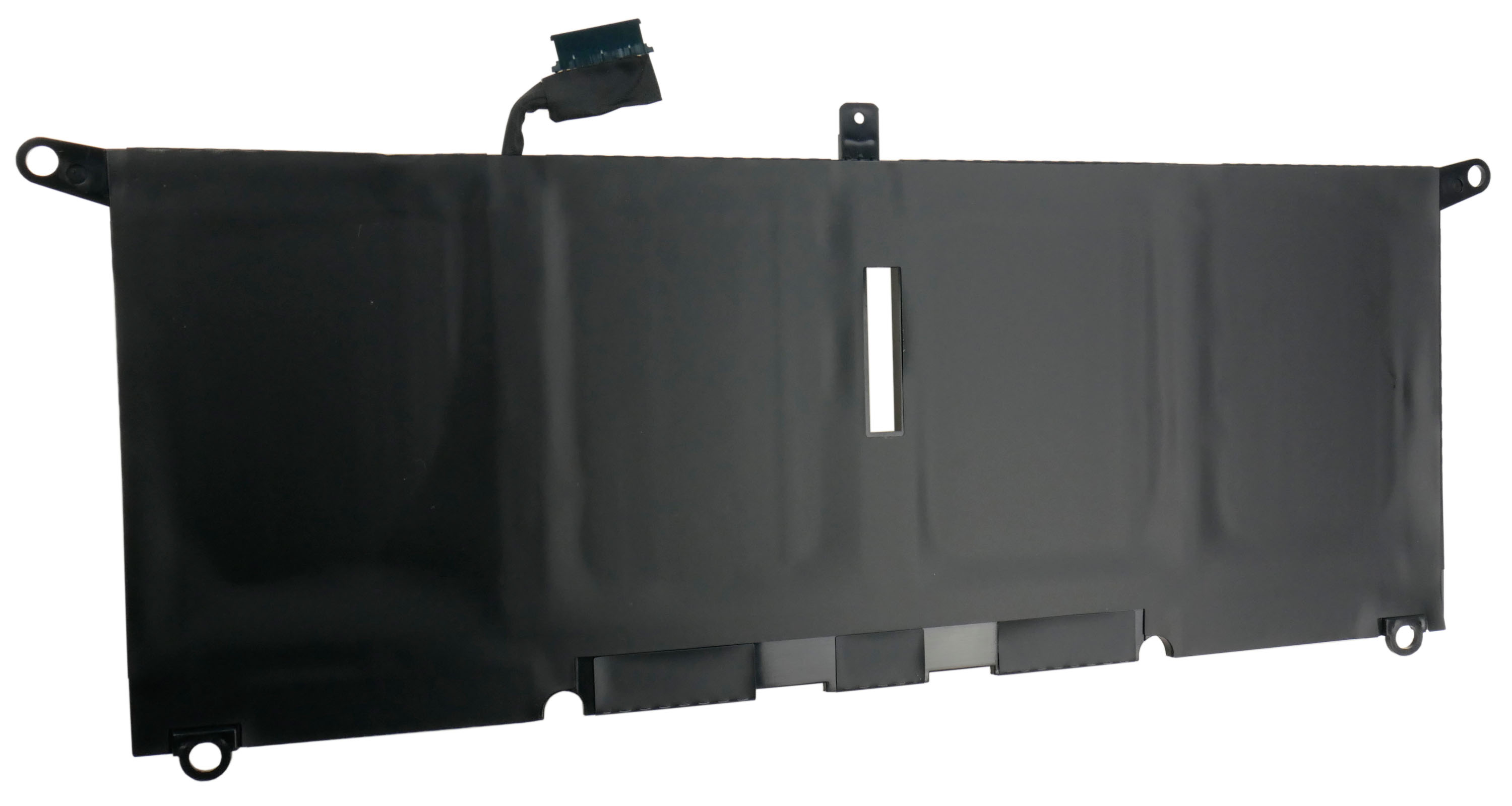 Czarna bateria do laptopa z kablem i złączami, z otworami montażowymi.