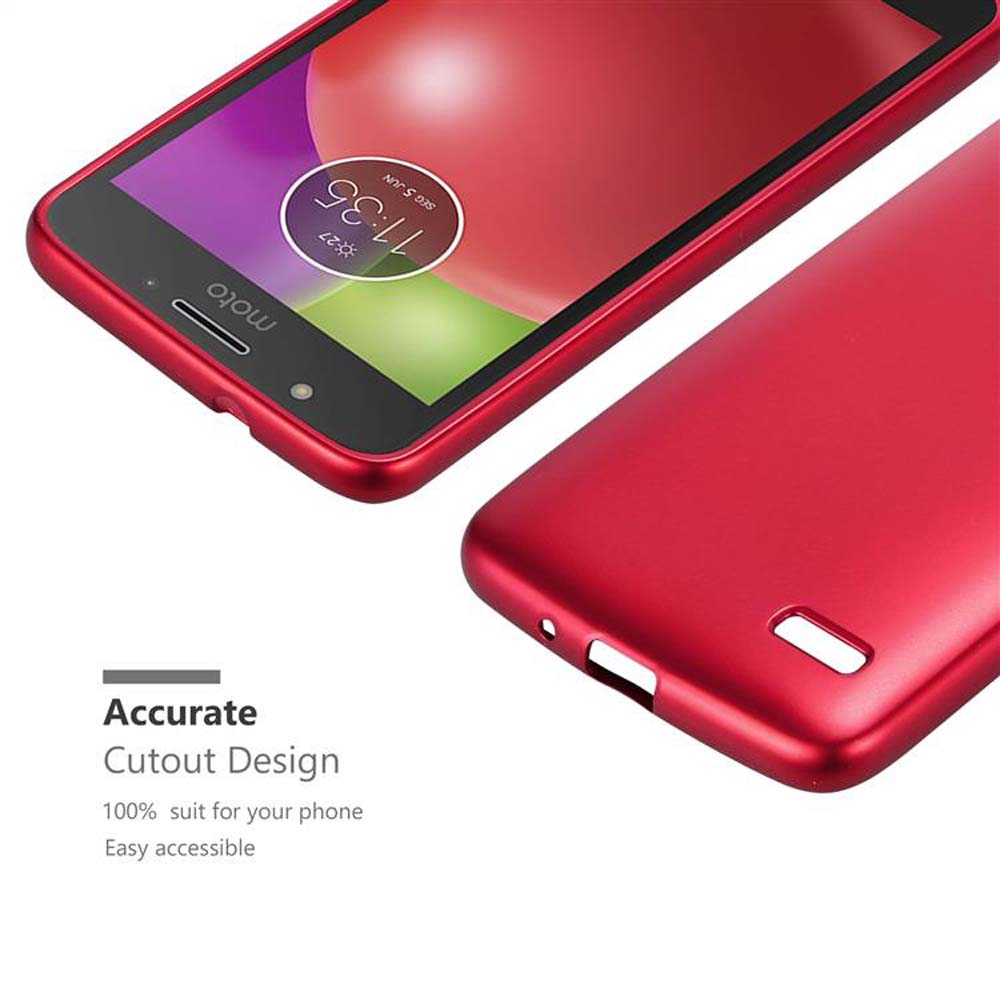 Smartphone rosso con custodia protettiva rossa accanto.