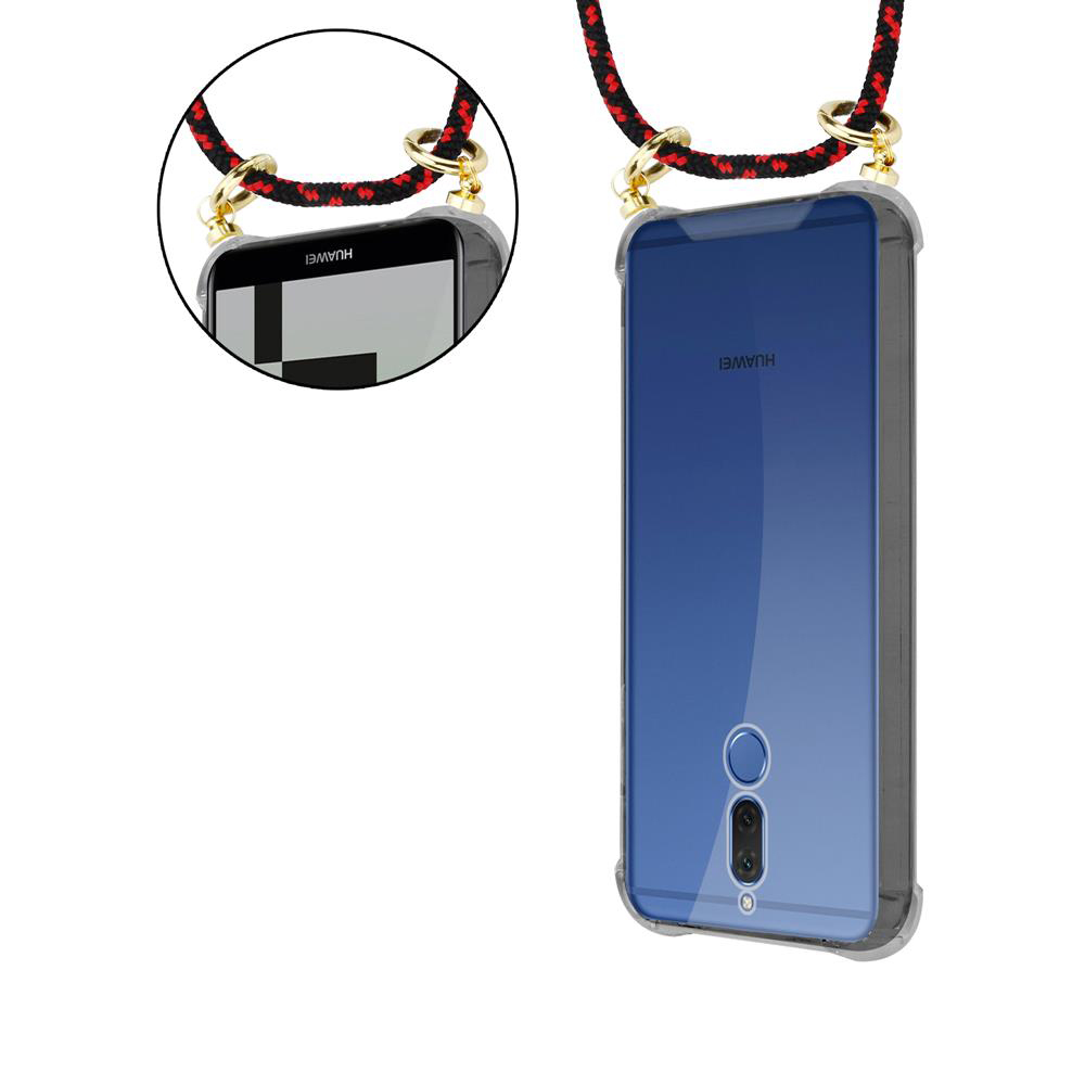 Due telefoni Huawei con cordini e custodie trasparenti.