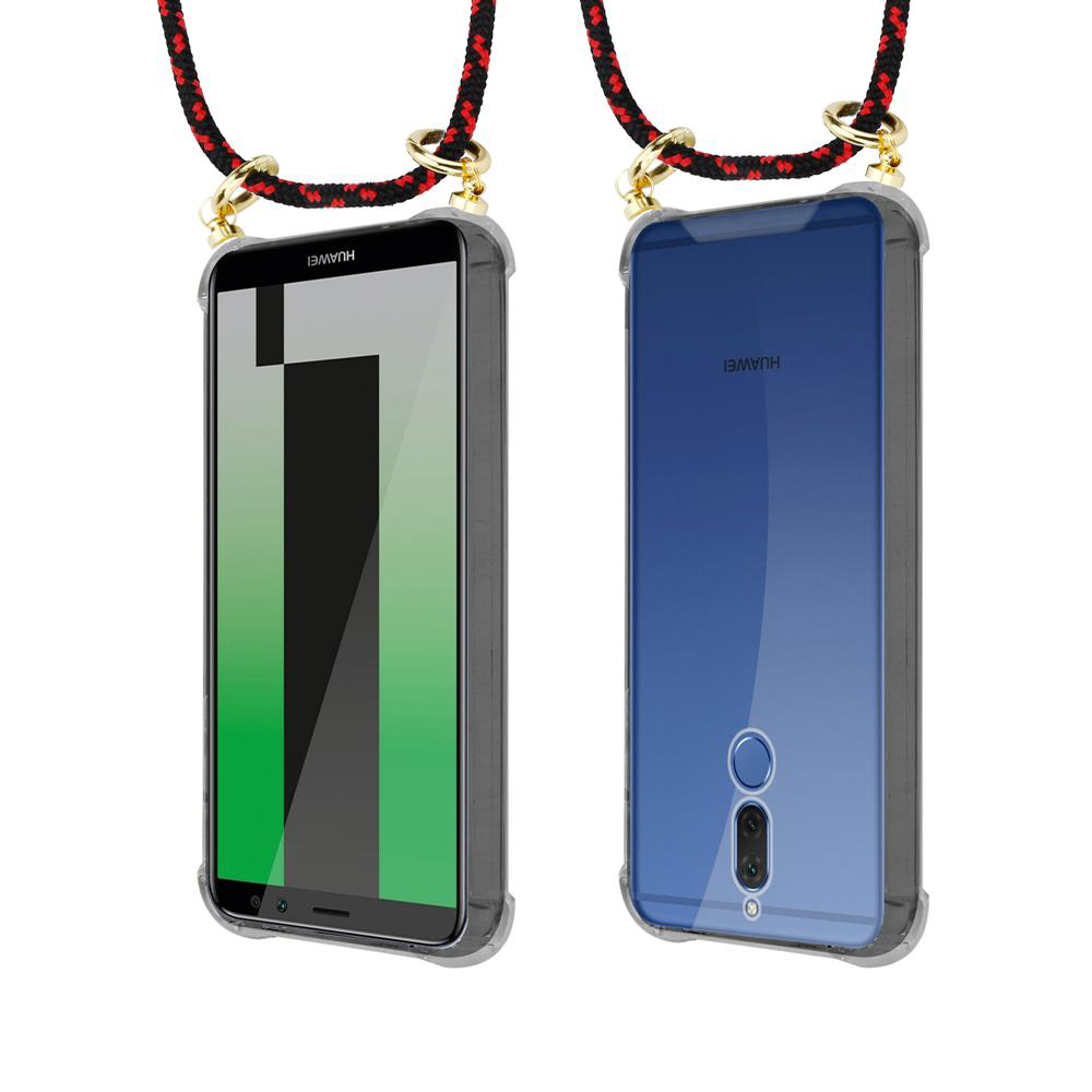 Due telefoni Huawei con cordini, uno schermo verde, l'altro blu.