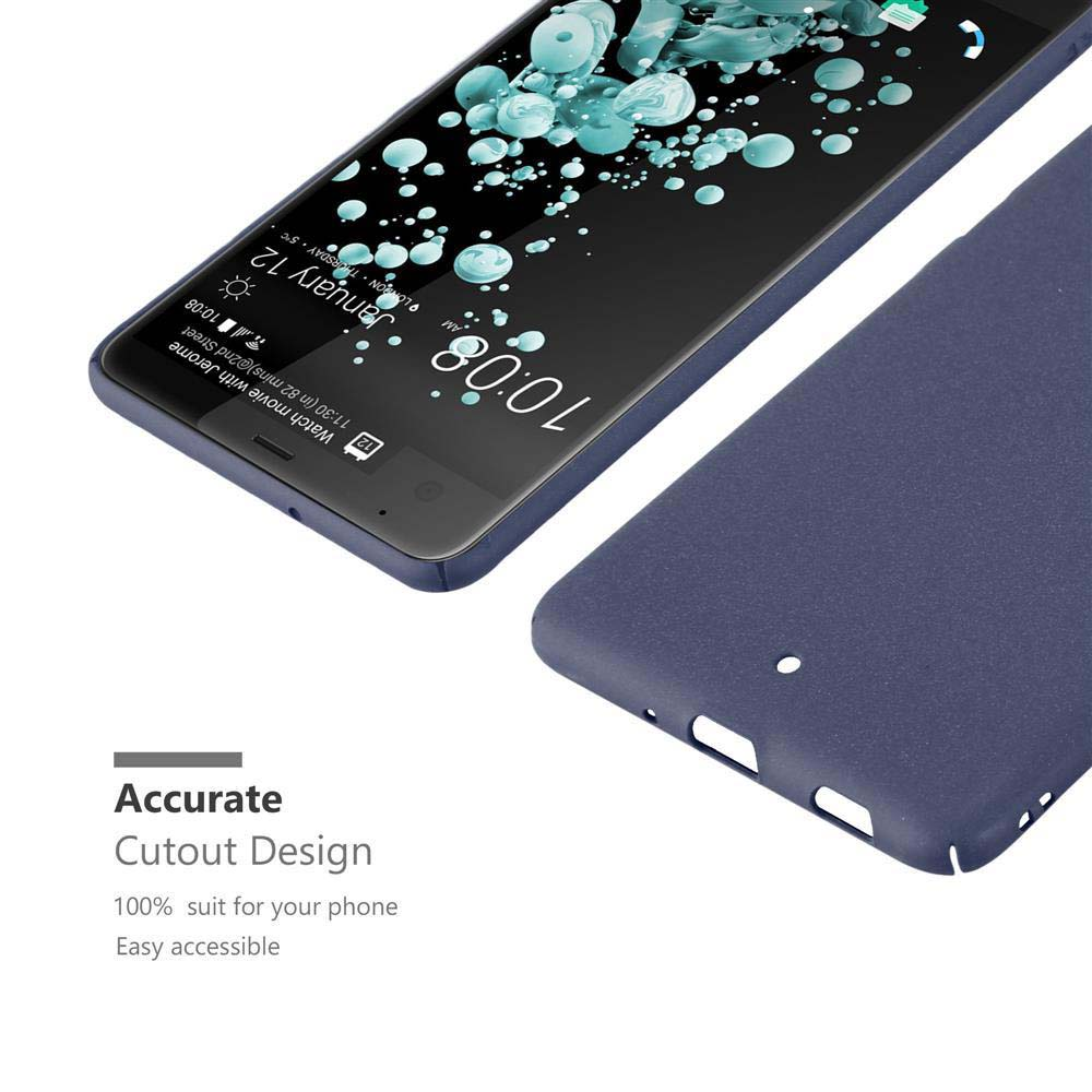 Ein blauer Handyhülle neben einem Smartphone mit dem Sperrbildschirm.