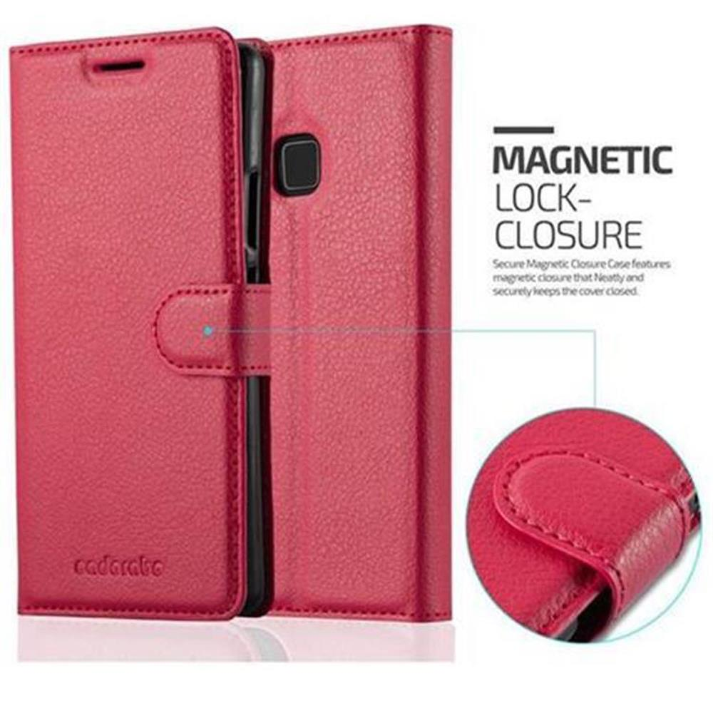 Custodia rossa a portafoglio per telefono con chiusura magnetica.