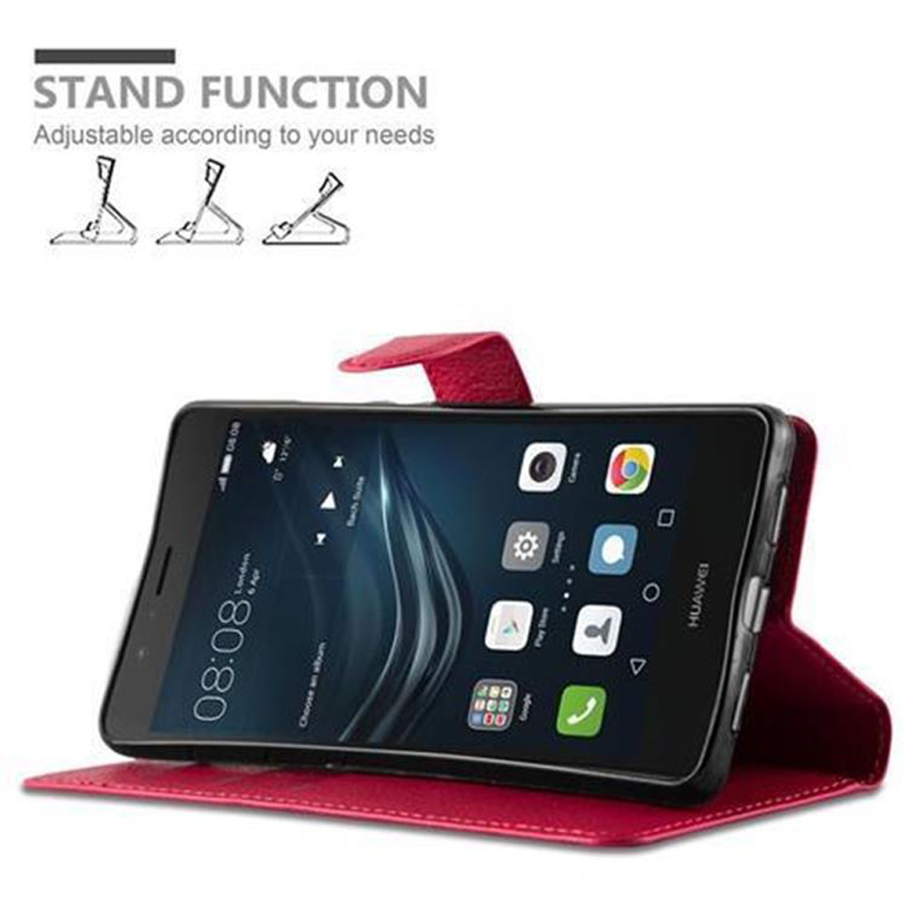Uno smartphone rosso in una custodia con funzione stand. L'ora è 08:08.