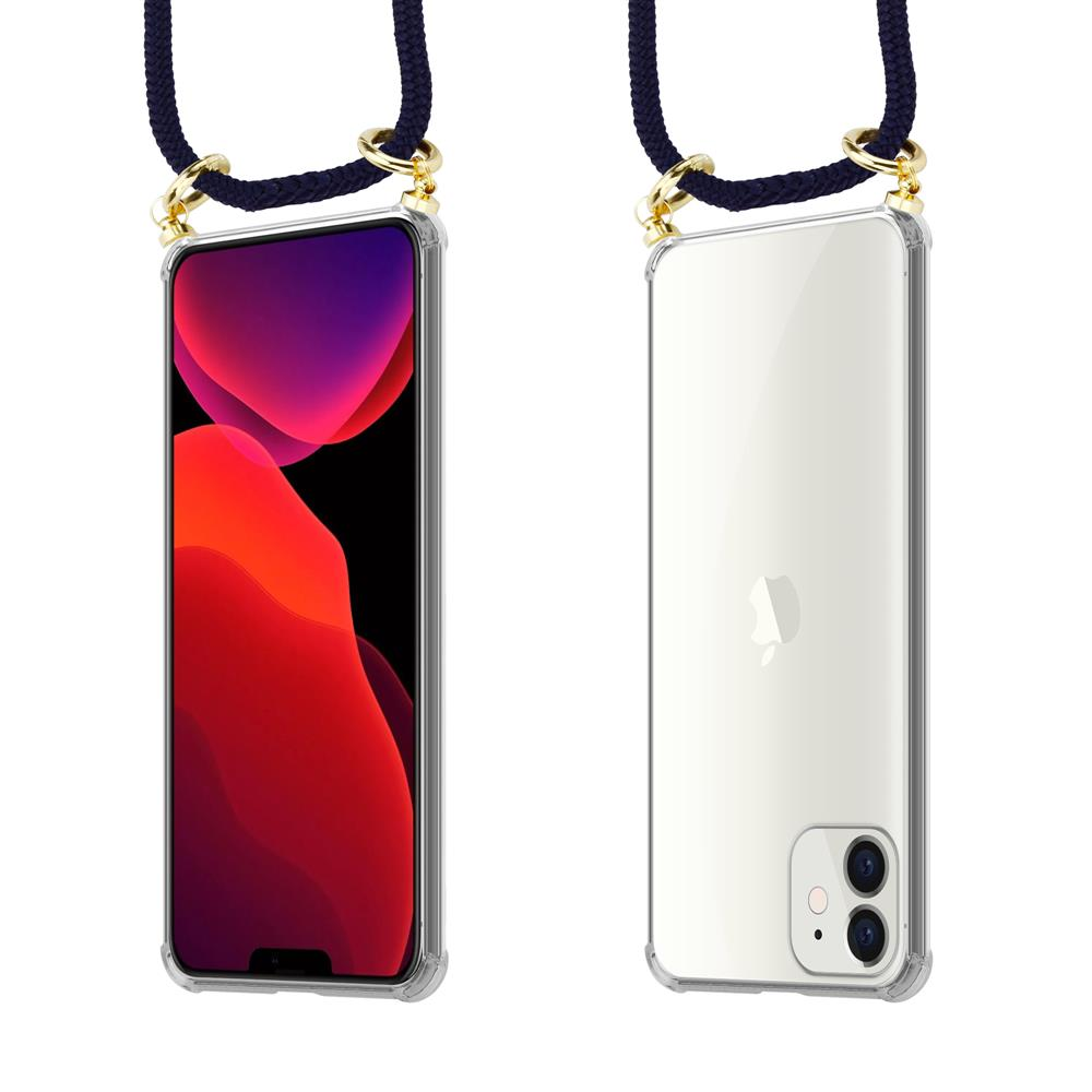 Custodia trasparente con laccetto: vista frontale e posteriore iPhone.