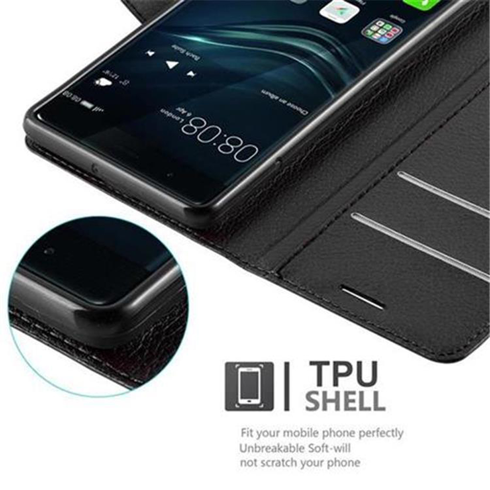 Schwarzes Lederetui für ein Smartphone mit Zeitangabe 08:08.