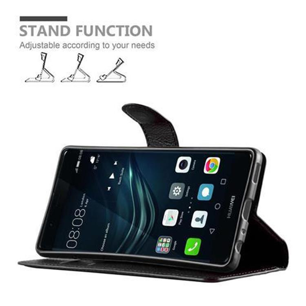 Ein Smartphone in einer schwarzen Hülle, die als Ständer dient, mit App-Symbolen.