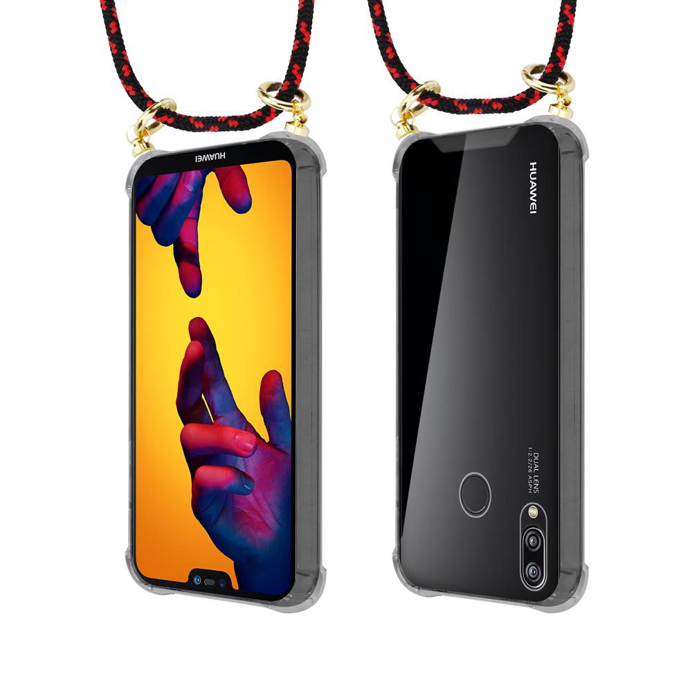 Due telefoni Huawei con cordini. Uno mostra schermo, l'altro retro.