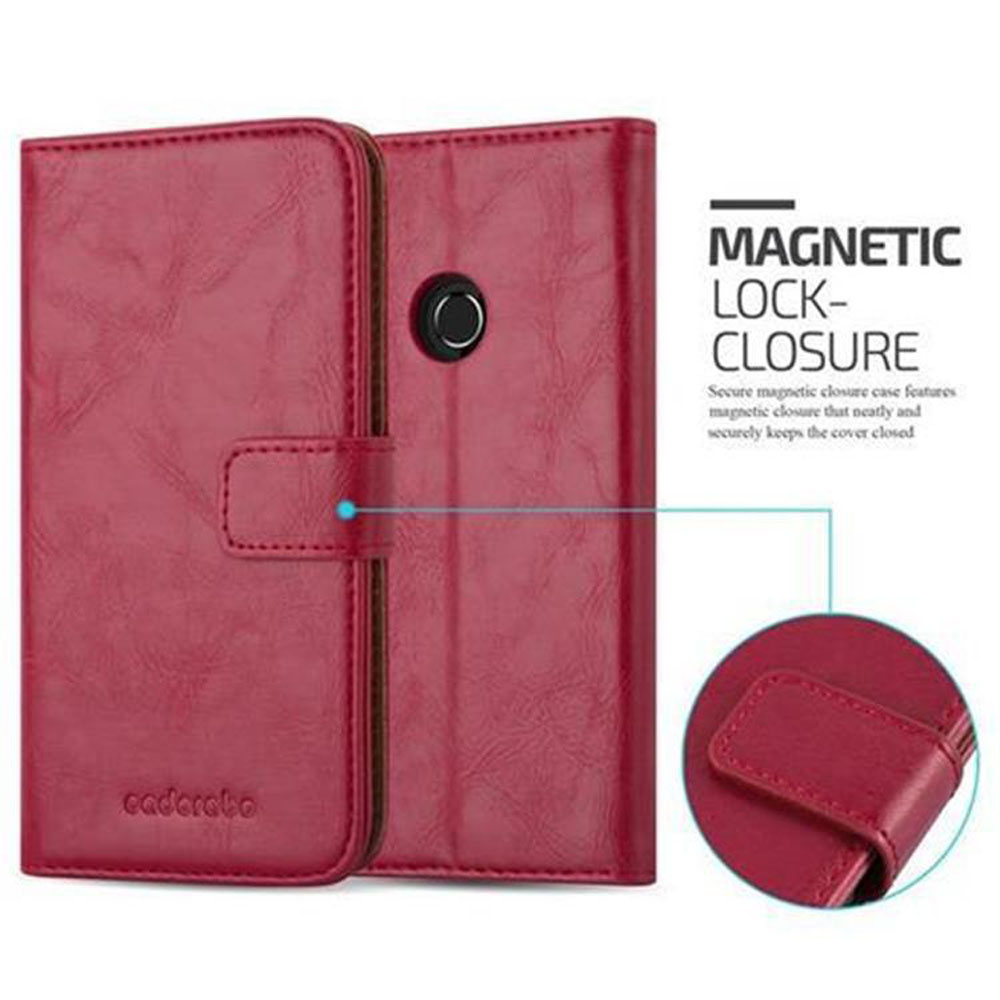 Rote Handyhülle mit Magnetverschluss und Kartenfächern.