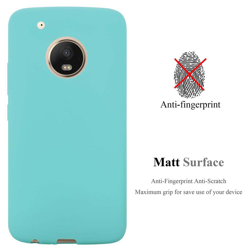 Custodia turchese per telefono con modulo fotocamera e icona anti-impronta.