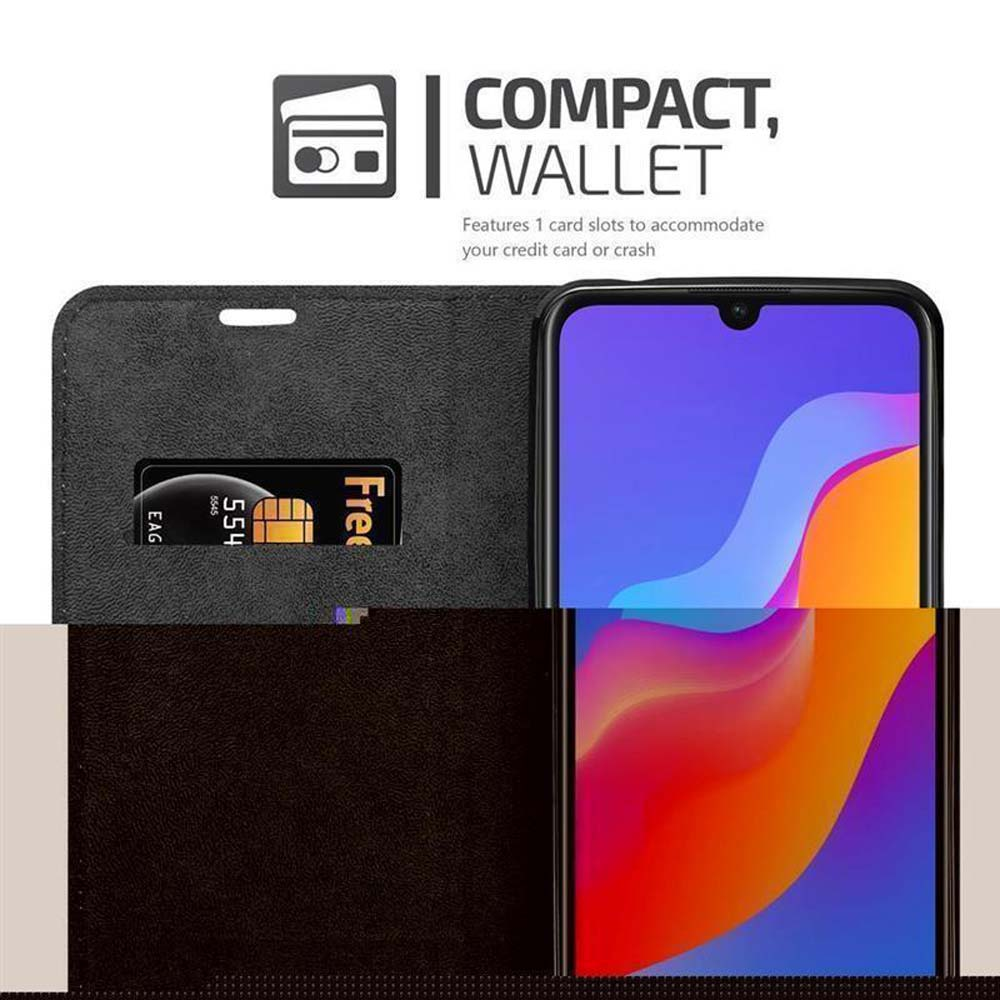 Ein schwarzes Walletcase mit einer Karte und zwei Handybildschirmen.