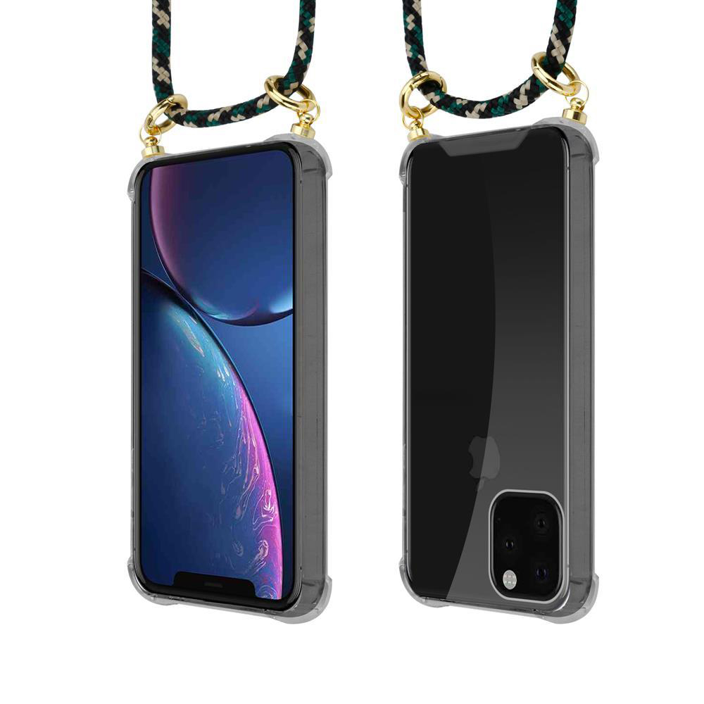Due smartphone in custodie trasparenti con cordini, sfondo bianco.