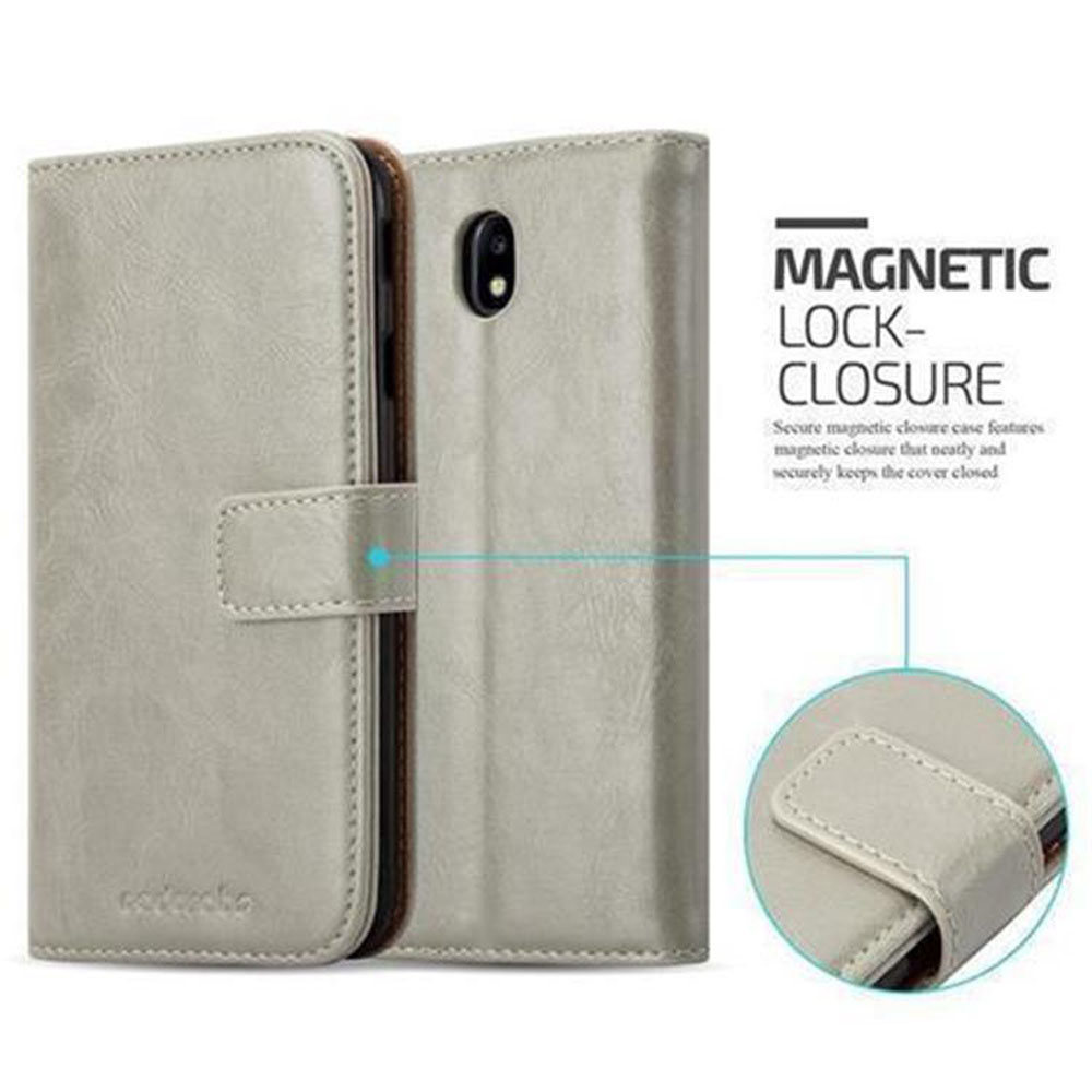 Custodia grigia per telefono con chiusura magnetica e ritaglio.
