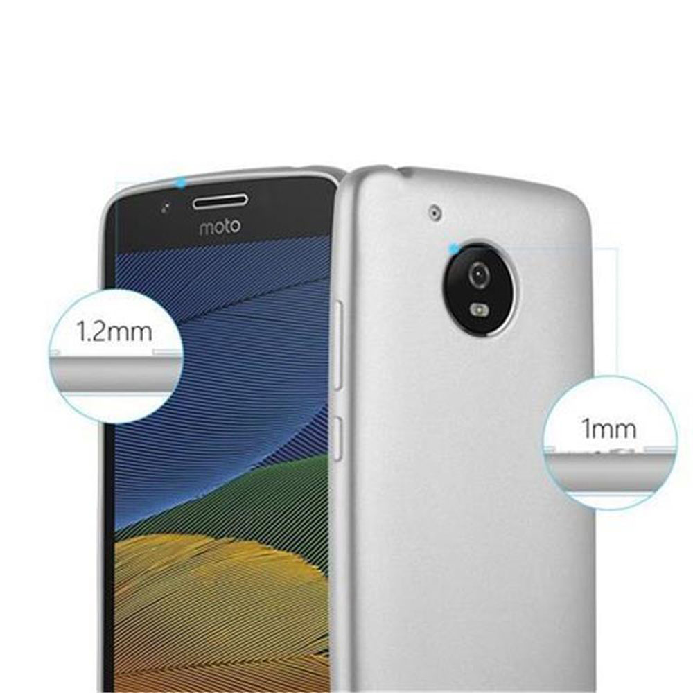 Due telefoni Moto argentati, uno mostra lo schermo, l'altro il retro con fotocamera.