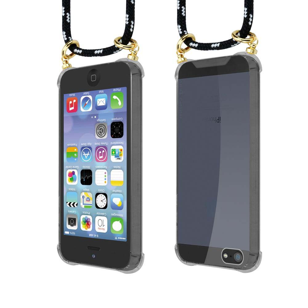 Due iPhone in custodie trasparenti con lacci, uno con lo schermo aperto.