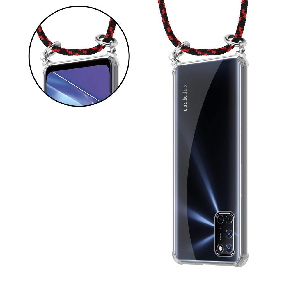 Klares Handyhülle mit Lanyard, zeigt Rückseite und Bildschirm.