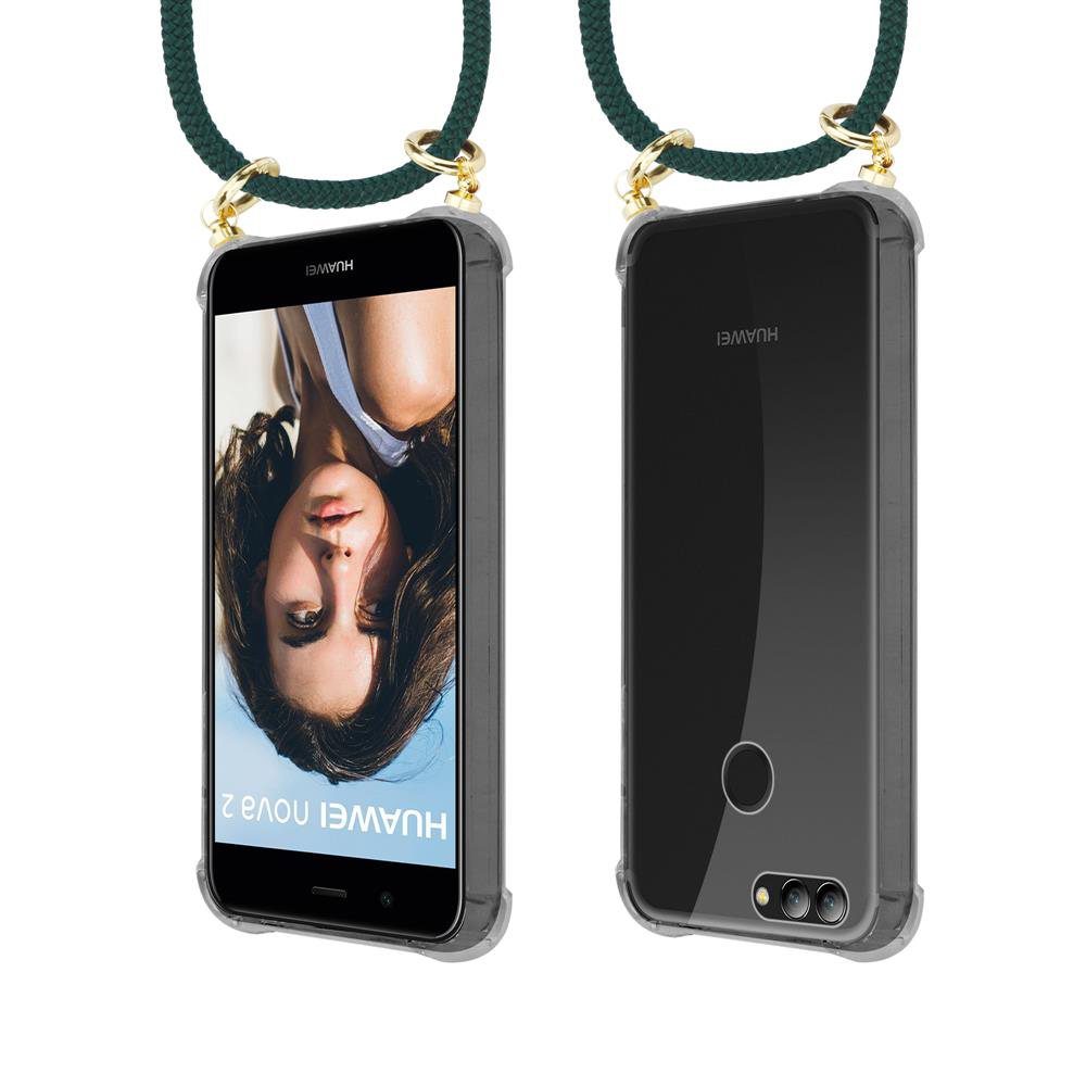 Due Huawei Nova 2 con cordini, vista frontale e posteriore.