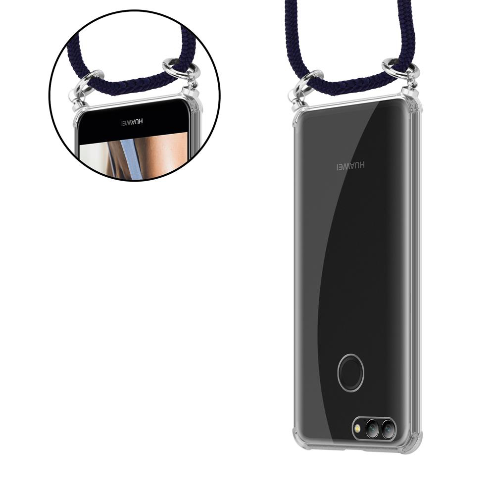Transparente Hülle mit Lanyard für Huawei-Telefon, Vorder- und Rückseite.