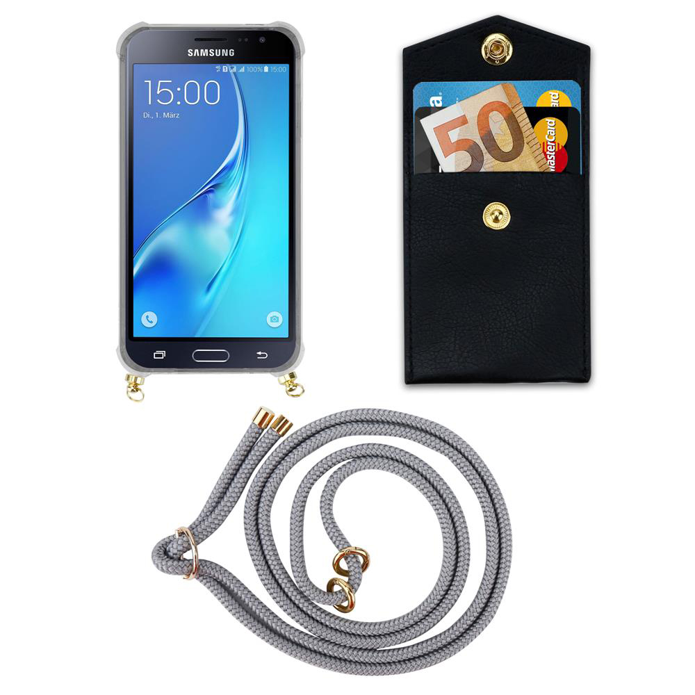 Uno smartphone in custodia trasparente, accanto a un portafoglio nero con soldi e carte.