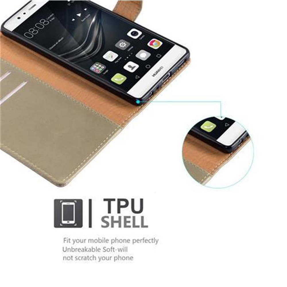 Ein Smartphone in einer braunen Hülle mit dem Text "TPU SHELL".