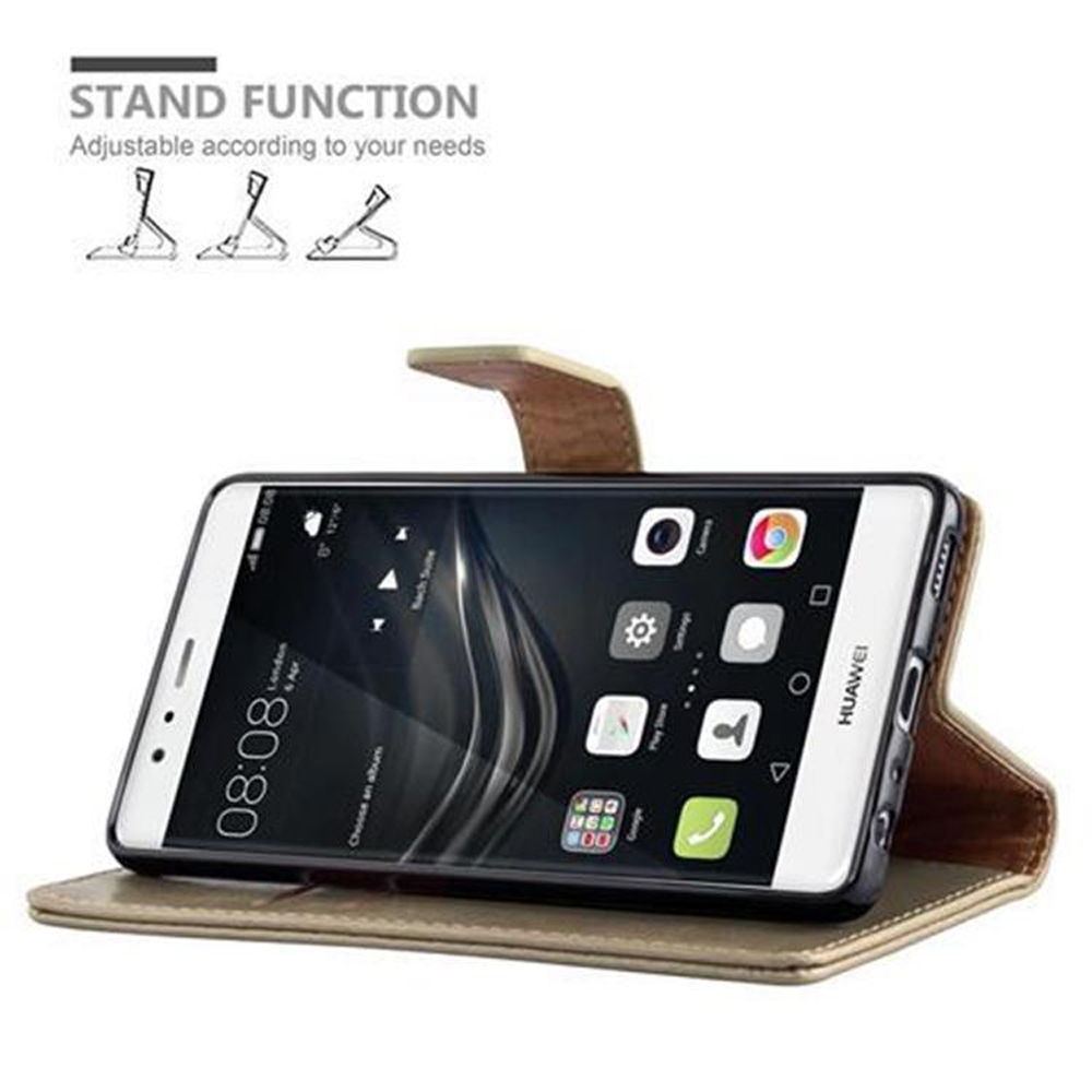 Ein Smartphone mit Hülle, das als Ständer dient. Die Hülle ist beige und das Smartphone zeigt den Startbildschirm.