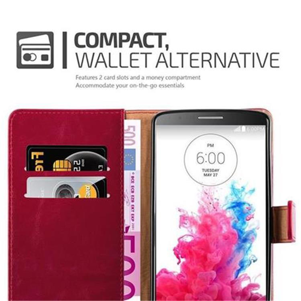 Portafoglio rosso con telefono, carte e contanti. Ore 18:00.
